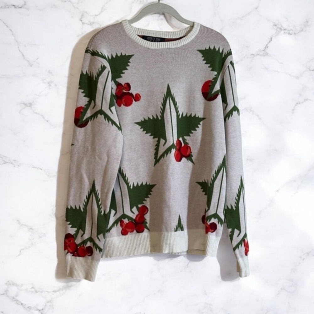 Jeffree Star Fashion Sweater Cream XL‎ Womens Star Leaf Berries Holiday